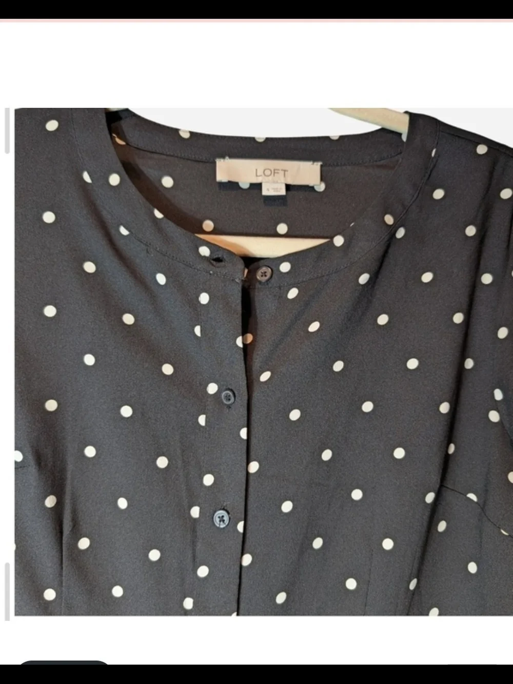 LOFT Black Dress with White Polka Dots - Picture 3 of 7